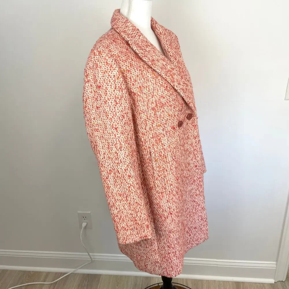 J. Crew Nalya Daphne Italian Tweed Topcoat In Faded Guava Multi Size 14 New - Picture 10 of 16
